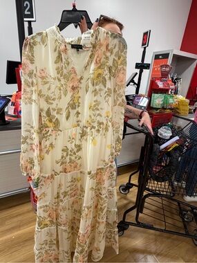 Floral Tiered Maxi Dress - Cream/Blush